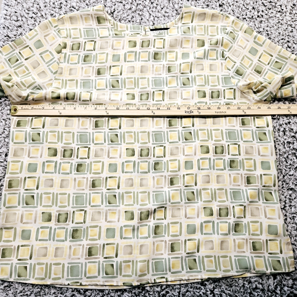 Notations Geometric Print Top 18W 2XL Short Sleeve Blouse Office Casual VTG - Picture 9 of 15